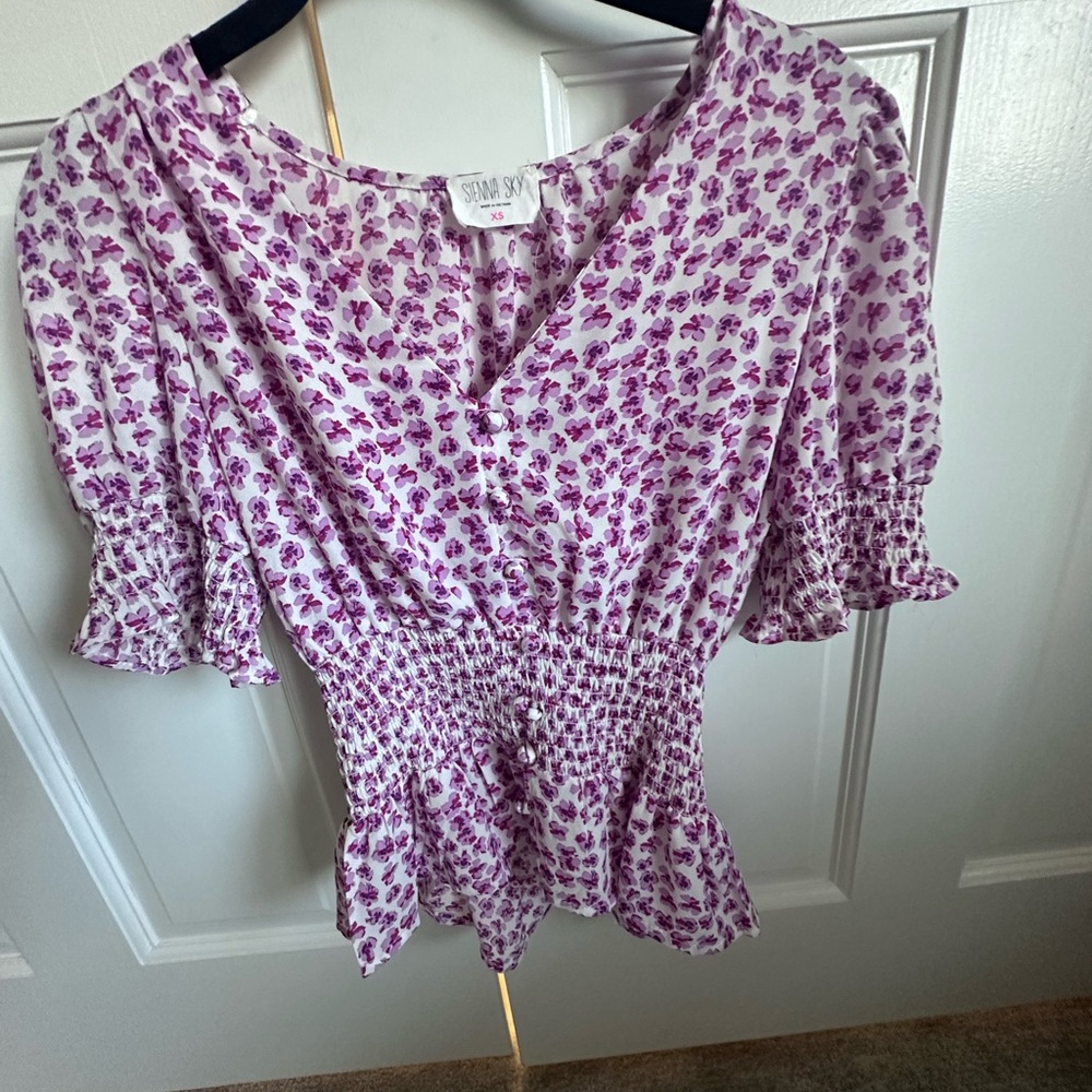 Sienna Sky Pink and Purple Floral Blouse XS